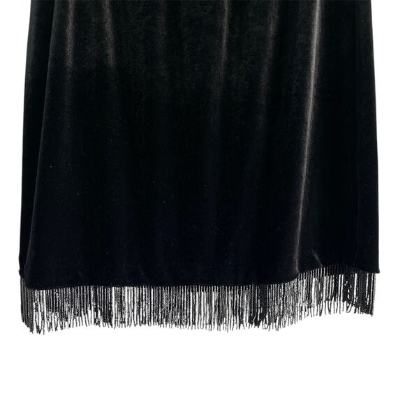 Vintage Clio Women’s Medium Black Velvet Evening Beaded Hem Stretchy Waist Skirt - Picture 3 of 6